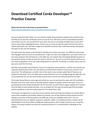 Download Certified Corda Developer™ Practice Course