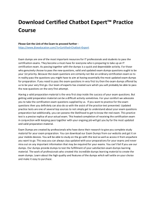 Download Certified Chatbot Expert™ Practice Course