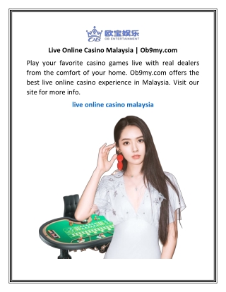 Live Online Casino Malaysia | Ob9my.com