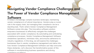 Vendor Compliance Management Software