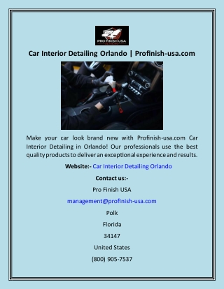 Car Interior Detailing Orlando  Profinish-usa