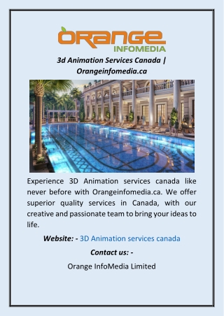 3d Animation Services Canada  Orangeinfomedia.ca