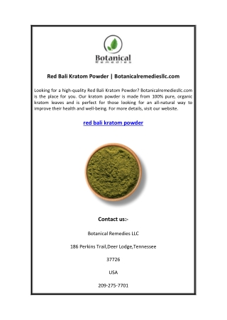 Red Bali Kratom Powder Botanicalremediesllc.com