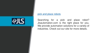 Pick And Place Robots Jlsautomation.com