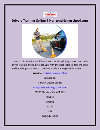 Drivers Training Online  Horizondrivingschool