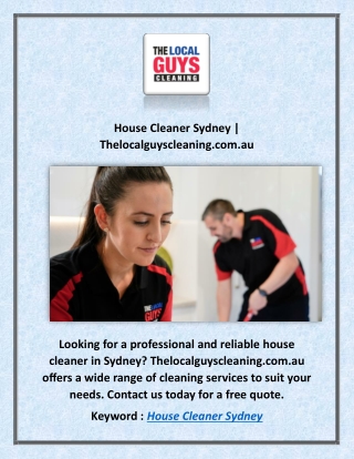 House Cleaner Sydney | Thelocalguyscleaning.com.au