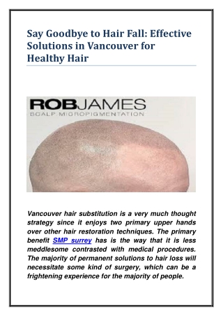 Say Goodbye to Hair Fall Effective Solutions in Vancouver for Healthy Hair