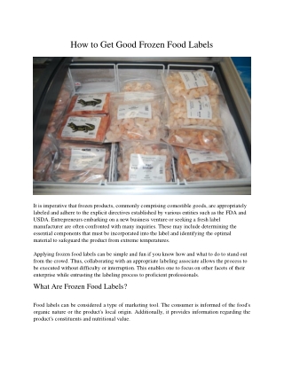 How to Get Good Frozen Food Labels