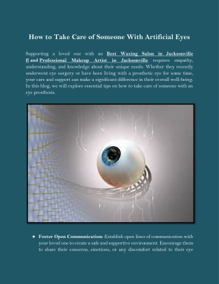 How to Take Care of Someone With Artificial Eyes