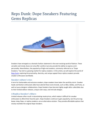 Reps Dunk Dope Sneakers Featuring Gems Replicas