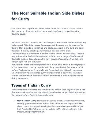 The Most Suitable Indian Side Dishes for Curry
