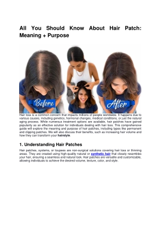 All You Should Know About Hair Patch Meaning   Purpose