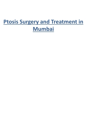 Ptosis Surgery and Treatment in Mumbai