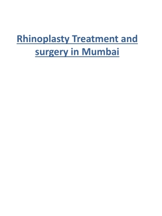 Rhinoplasty Treatment and surgery in Mumbai