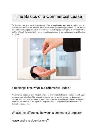 The Basics of a Commercial Lease