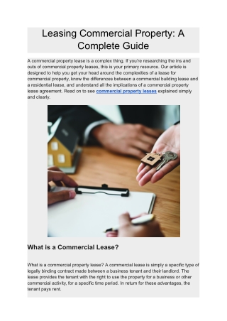 Leasing Commercial Property - A Complete Guide