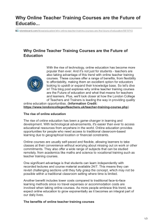 Why Online Teacher Training Courses are the Future of Education