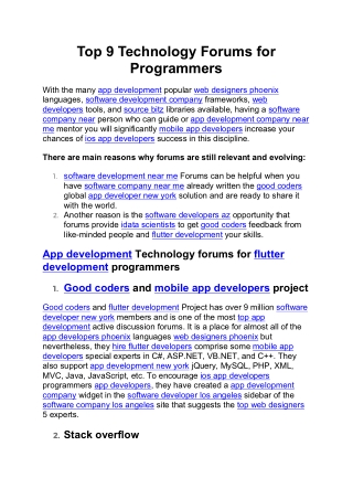 Top 9 Technology Forums for Programmers