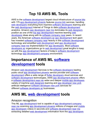 Top 10 AWS ML Tools