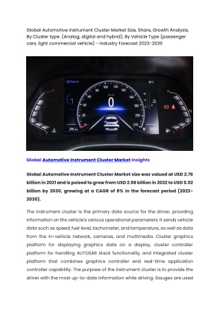 Global Automotive Instrument Cluster Market