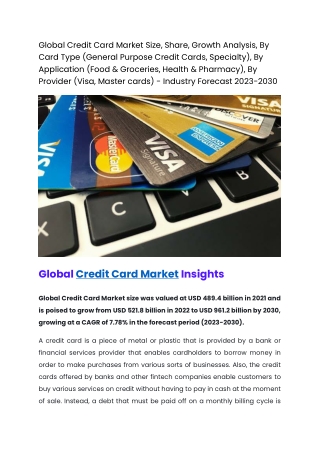 Global Credit Card Market
