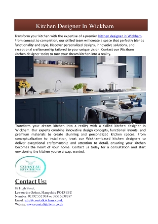 Kitchen designer in Wickham