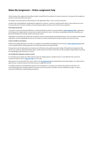 Make My Assignment – Online assignment help