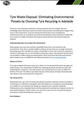 Tyre Waste Disposal