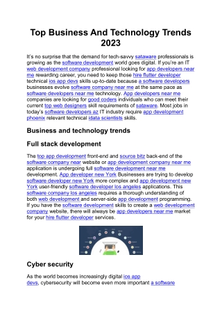 Top Business And Technology Trends 2023