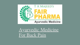 Ayurvedic Medicine For Back Pain