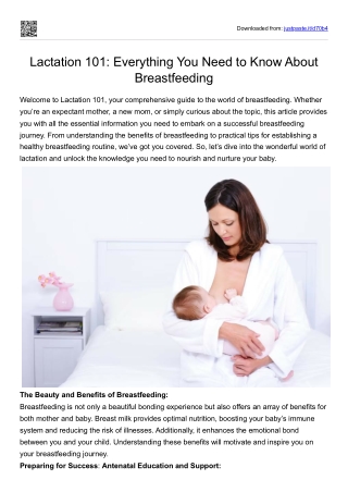 Lactation 101 Everything You Need to Know About Breastfeeding