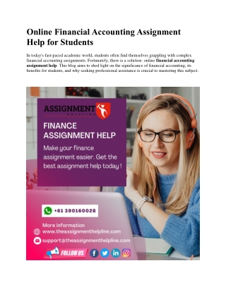 Online Financial Accounting Assignment Help for Students