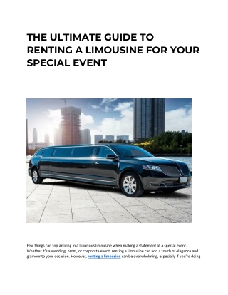 THE ULTIMATE GUIDE TO RENTING A LIMOUSINE