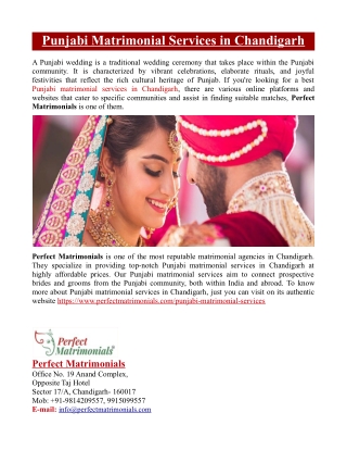 Punjabi Matrimonial Services in Chandigarh