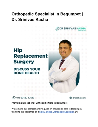 Orthopedic Specialist in Begumpet _ Dr.