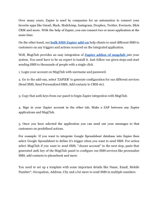 How to Integrate Zapier Apps with MsgClub in an easy manner