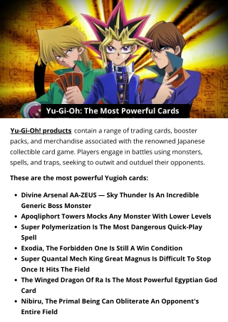 Yu-Gi-Oh The Most Powerful Cards