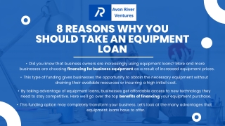 8 Reasons Why You Should Take An Equipment Loan