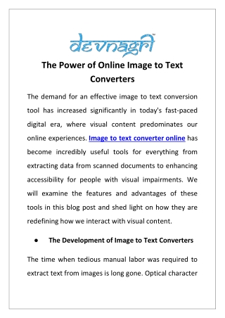 The Power of Online Image to Text Converters