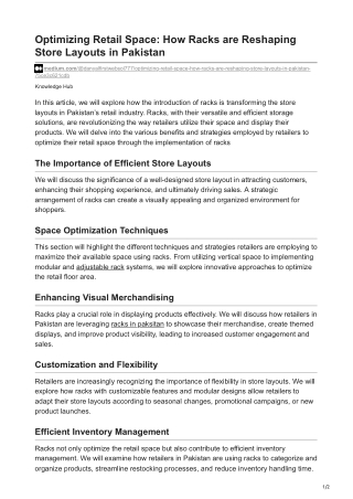 Optimizing Retail Space How Racks are Reshaping Store Layouts in Pakistan