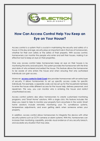 How Can Access Control Help You Keep an Eye on Your House