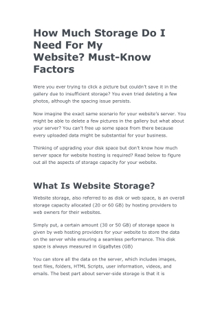 How Much Storage Do I Need For My Website