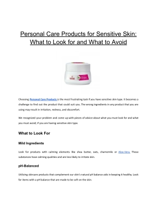 Personal Care Products for Sensitive Skin_ What to Look for and What to Avoid