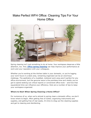 Make Perfect WFH Office: Cleaning Tips For Your Home Office