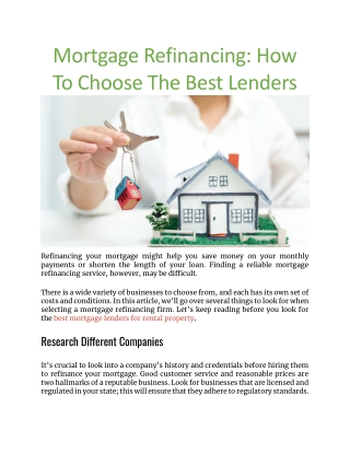 Best mortgage lenders for rental property