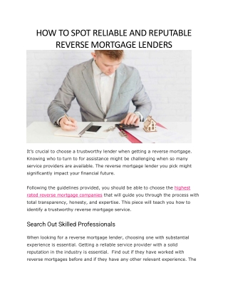 Highest rated reverse mortgage companies