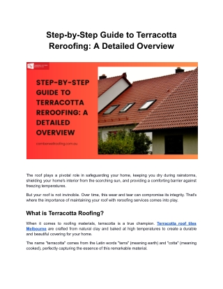 Step-by-Step Guide to Terracotta Reroofing: A Detailed Overview