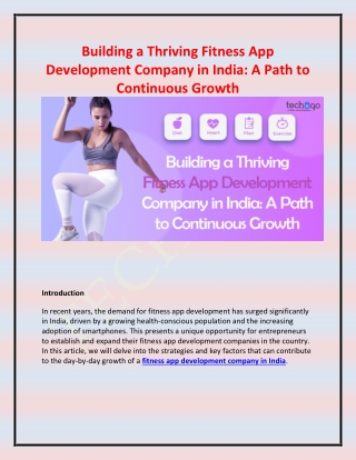 Building a Thriving Fitness App Development Company in India