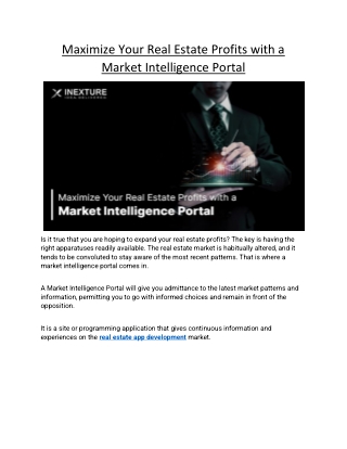 Maximize Your Real Estate Profits with a Market Intelligence Portal