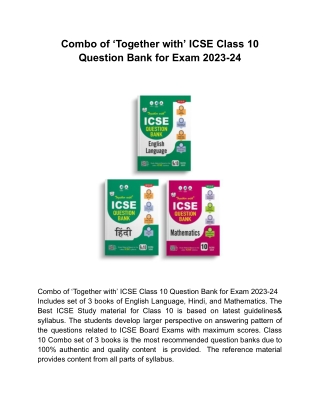 Combo of ‘Together with’ Class 10 ICSE Question Bank for Session 2023-24